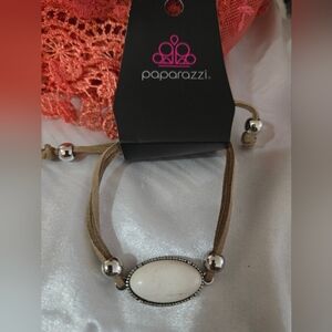 Paparazzi Cream and Silver Bracelet